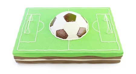 football field cake 3d on a white background の写真素材