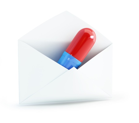 mail pills on a white backgroundの写真素材