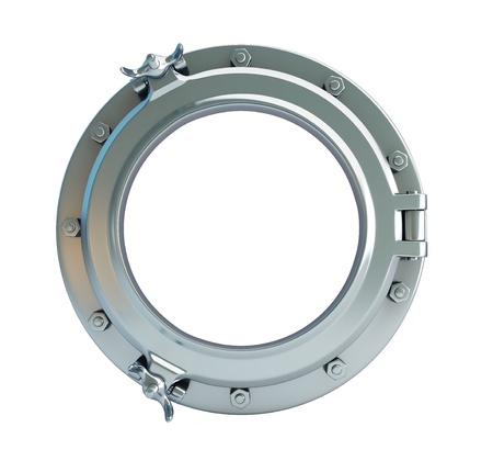 porthole metal on a white backgroundの写真素材