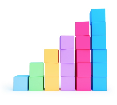 business chart with toys on a white background