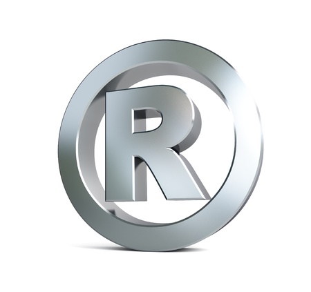registered trademark sign 3d Illustrations on a white backgroundの写真素材
