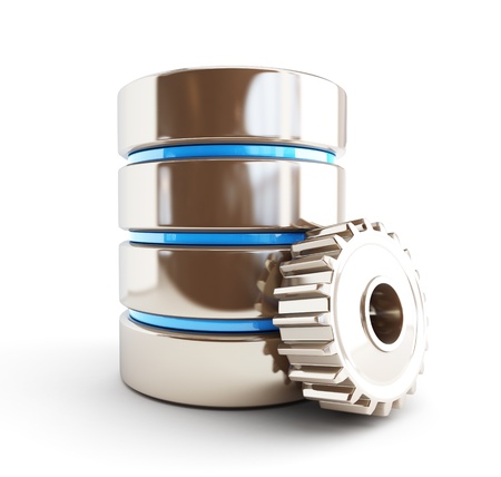 database gear 3d Illustrations on a white background