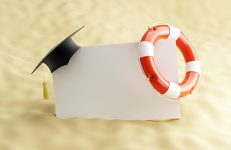 school rescuers at the beach 3d Illustrations