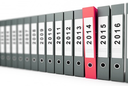 office folders, binder new year 2014 on a white background