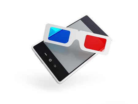 phone 3d glasses on a white backgroundの写真素材
