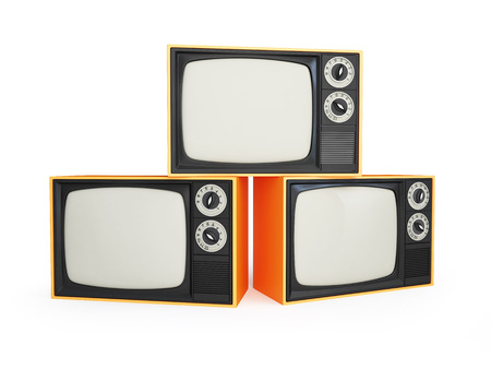 old tv isolated on a white backgroundの写真素材