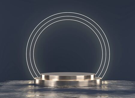 Abstract Elegance Luxury Golden stage platform, template for advertising product, 3d rendering.の写真素材
