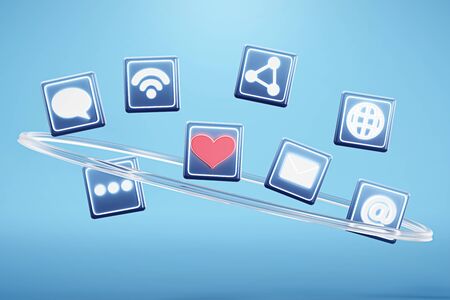 Social media Icon 3D rendering.