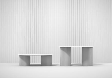 White stage platform podium, for advertising product display background 3d renderingの写真素材