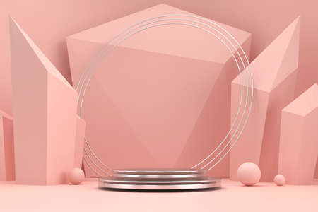 Soft Pink and Marble Product Stage Platform Present background 3d rendering.