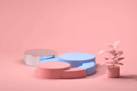 Soft Pink Product Stage Platform Present background 3d rendering.