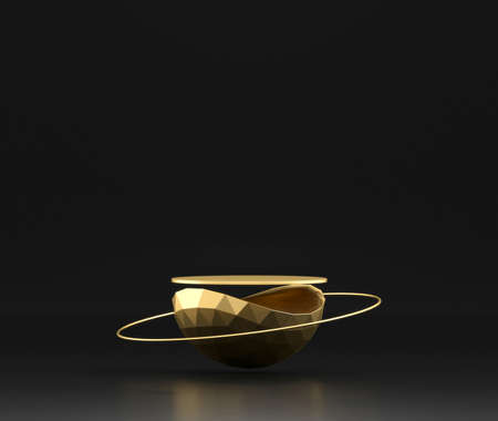 Abstract Elegance Golden stage podium Platform 3d rendering.