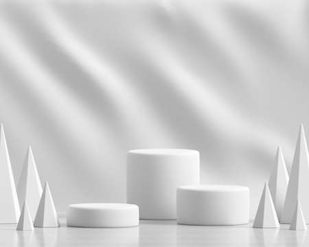 Abstract White Podium Platform For Product Display Showcase 3D Renderingの写真素材