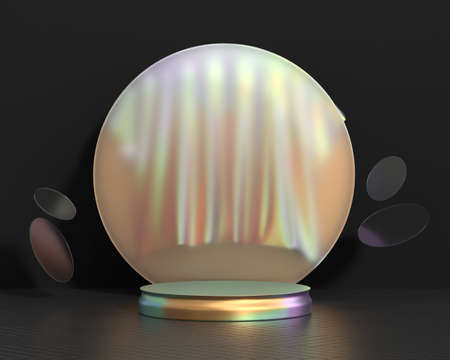 Holographic object podium platform for product showcase 3d renderの写真素材