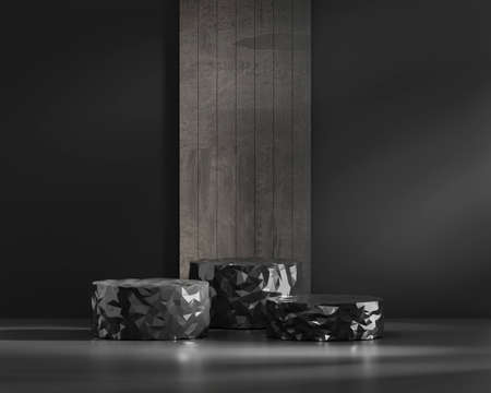 Abstract black podium for advertising product display 3d renderingの写真素材