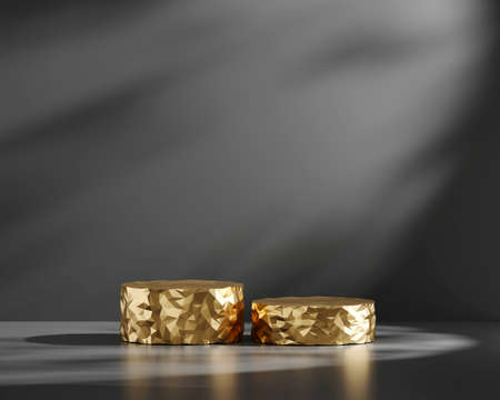 3D rendering abstract gold platform podium product presentation backdropの写真素材