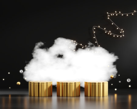 Abstract Elegance Luxury Golden stage podium 3d renderingの写真素材