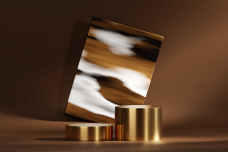 3D rendering abstract gold platform podium product presentation backdropの写真素材