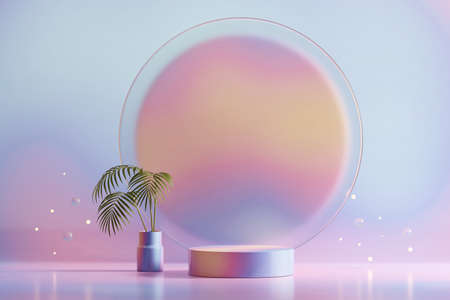 Colorful pastel object podium platform product display and showcase 3d rendering