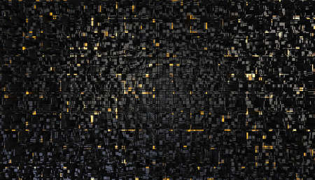 Futuristic Gold and Black squares extruded abstract background , 3d renderingの写真素材