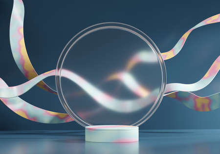Colorful pastel object podium platform product display and showcase 3d rendering