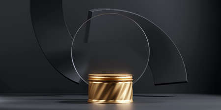 3D rendering abstract gold platform podium product presentation backdrop