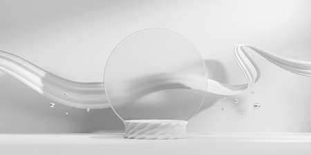 Abstract white platform podium showcase for product display 3d renderingの写真素材