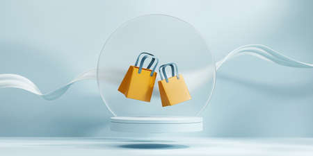 Sale Text isolated on blue studio background, 3d renderingの写真素材