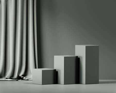 3D rendering green platform podium product presentation backgroundの写真素材