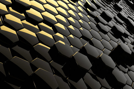 Abstract black hexagon background 3d rendering