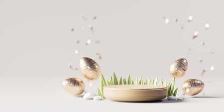 Abstract Easter Day Podium Platform For Product Display Showcase 3D Renderingの写真素材
