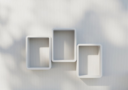 Abstract white shelf podium showcase for product display 3d rendering backgroundの写真素材