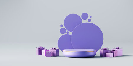 Purple podium mock up product display presentation showcase 3d rendering