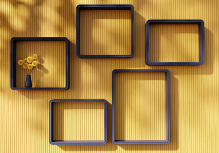 Abstract frame shelf showcase for product display 3d rendering background