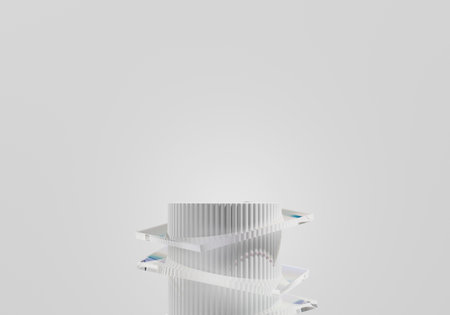 Abstract Minimal Modern White Podium Platform For Product Display Showcase 3D Rendering