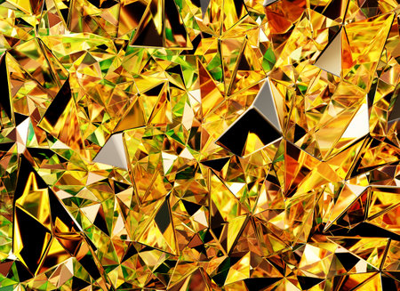 Luxury Abstract Realistic Gold Crystal Texture Reflection Close Up Background 3D rendering