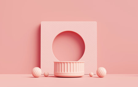 Pink minimal podium with heart and decoration for product display 3d rendering without 3d generatedの写真素材