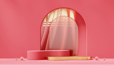 Minimal podium backdrop for product display with decoration 3d rendering without AI generatedの写真素材