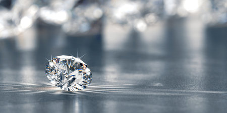 Diamonds group placed on glossy background Soft Focus  3d Rendering without AI generated