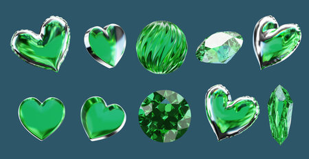 Green decoration set pack isolated background 3d rendering without AI generatedの写真素材