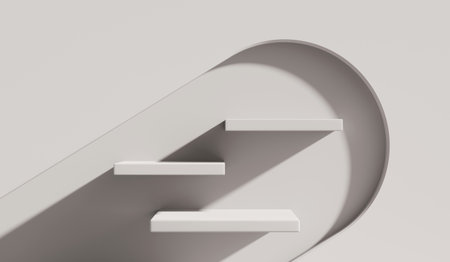 Abstract white platform podium showcase for product display 3d renderingの写真素材