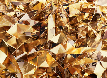 Luxury Abstract Realistic Gold Crystal Texture Reflection Close Up Background 3D renderingの写真素材