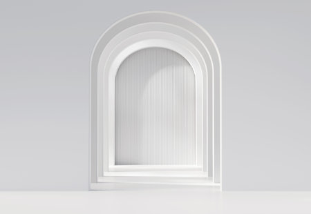 White empty room corridor with wall lights, 3d rendering.の写真素材