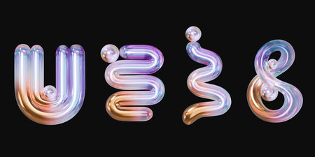Holographic object element set pack isolated background 3d rendering