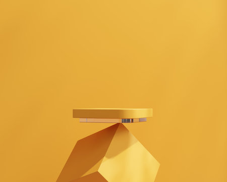 Yellow Minimal Backdrop Podium Platform For Product Display Presentation 3D Renderingの写真素材