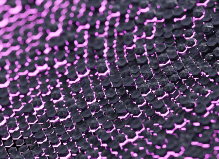 Futuristic Dark Hexagonal Grid with Glowing Pink Neon Light Background 3D Render