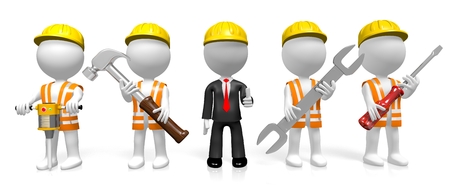 3D businessman, workers - construction company conceptの写真素材