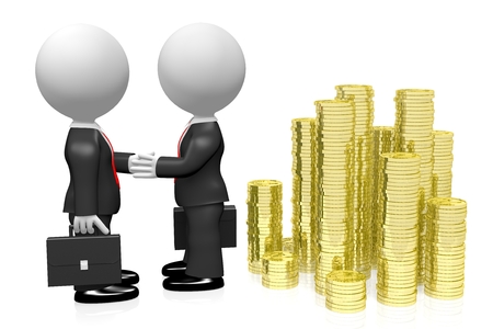 3D businessmen/ contract/ gold conceptの写真素材
