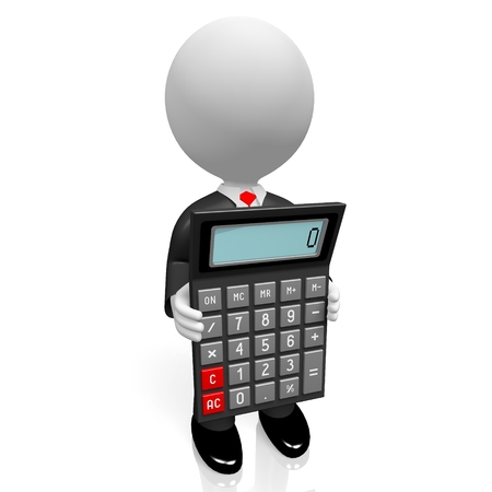 3D businessman with calculator/ accountant conceptの写真素材