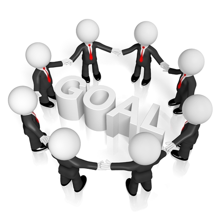 3D businessmen/ goal conceptの写真素材